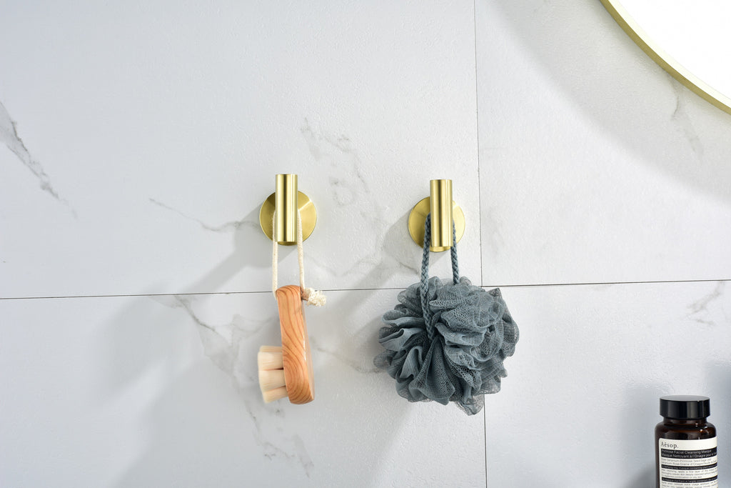 Stainless Steel Bathroom Towel Hooks - 6 Pack, Wall Mounted, Modern Finish