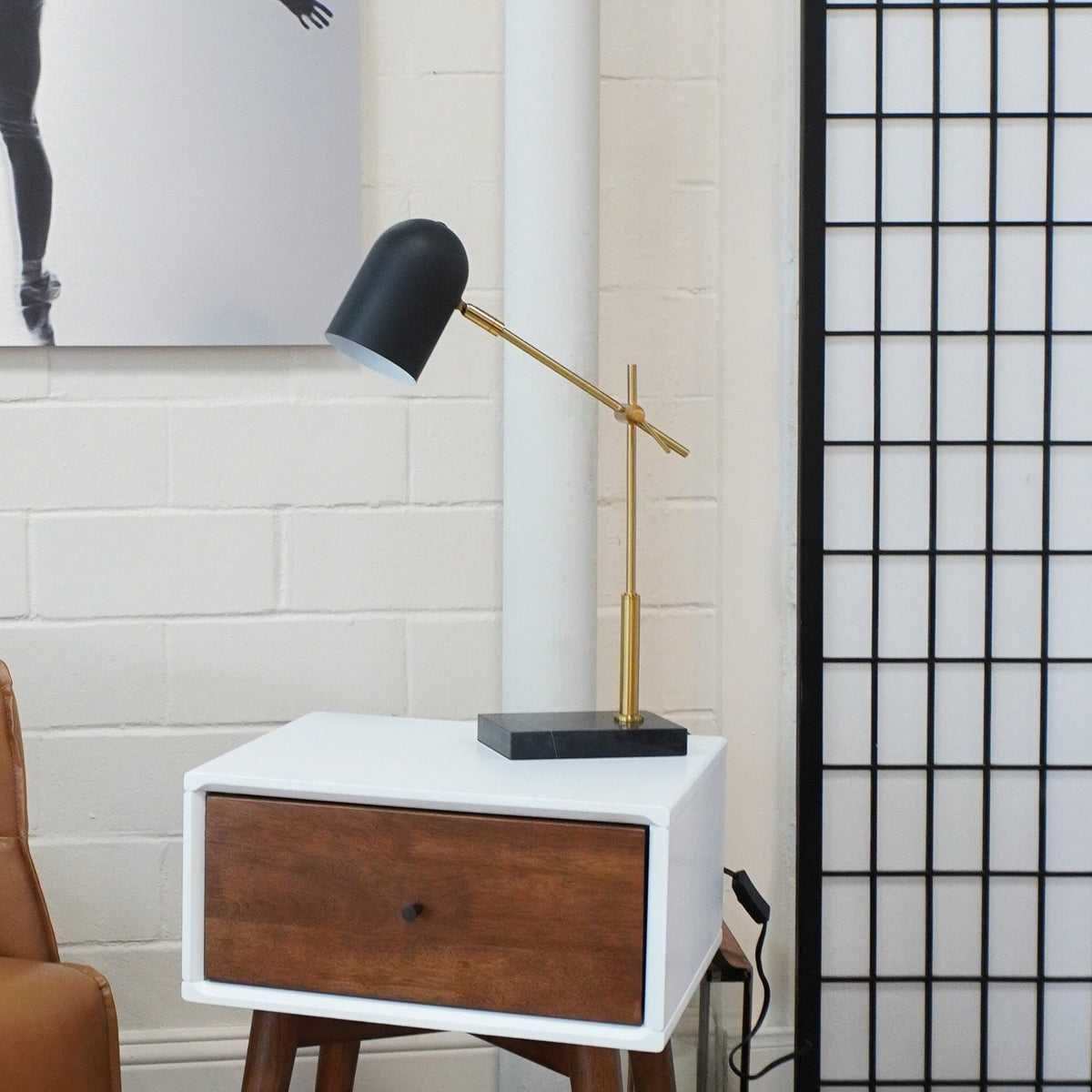 Lumora Table Lamp with Marble Base - Black