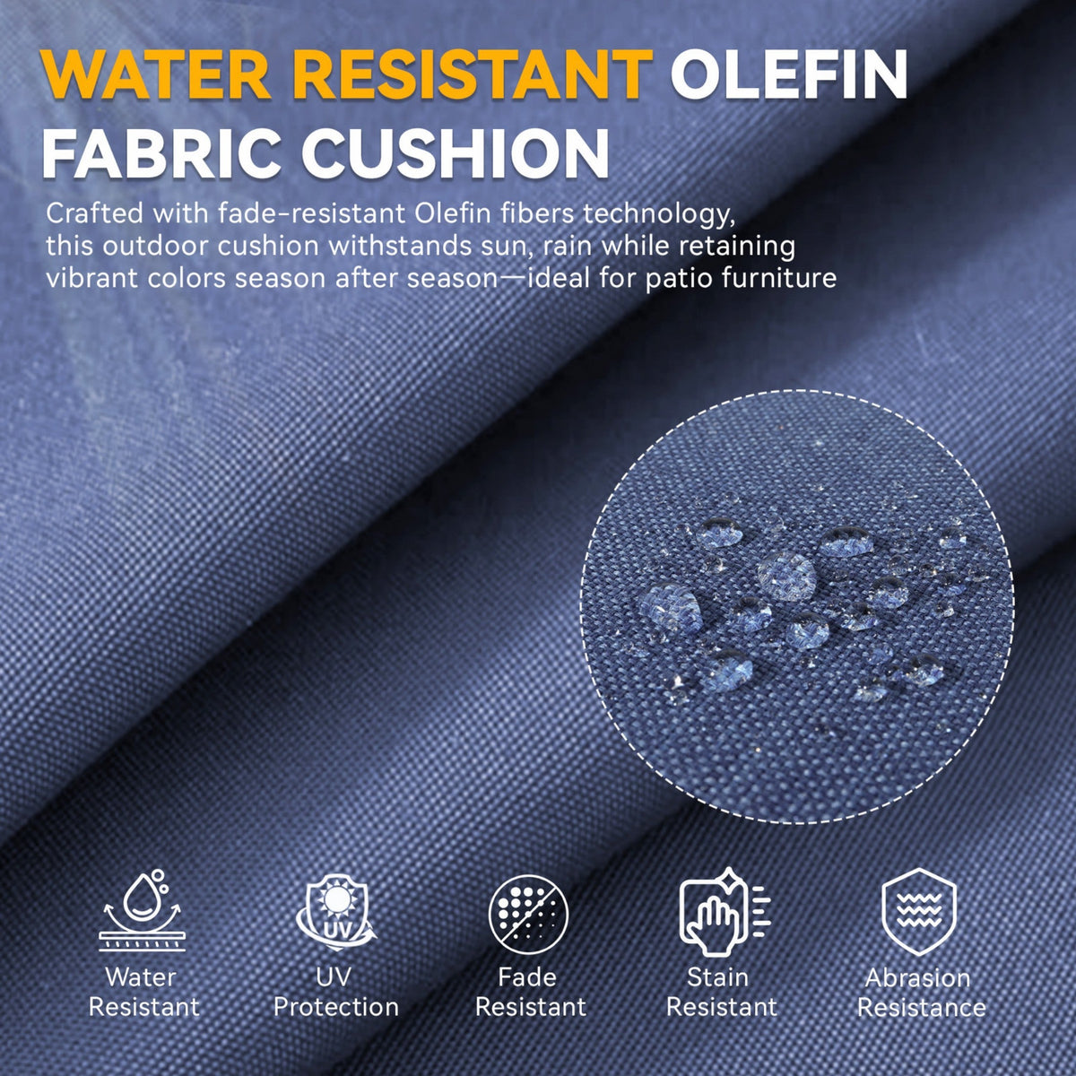 6" Thicker Outdoor Chair Cushion Set with Waterproof Olefin - Neutral