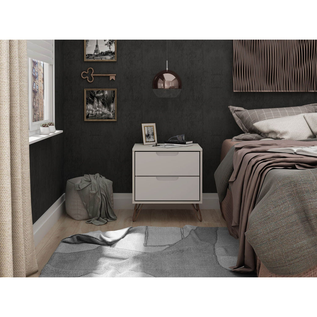 2 Drawer Nightstand with Durable Splayed Legs - Multiple Colors