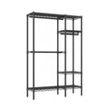 Freestanding Clothes Rack, With 6 Adjustable Wire Shelves And 3 Garment Rails - Black