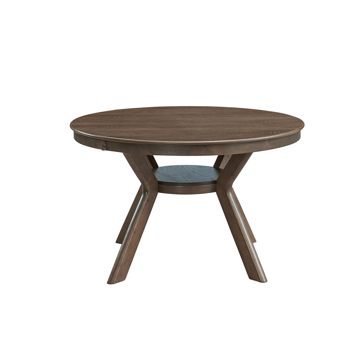 Round Rubber Wood Dining Table with Modern Pedestal Base - Natural Finish