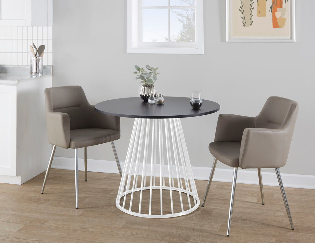 Contemporary Dining Table with Metal Base - Black, White, or Dark Brown