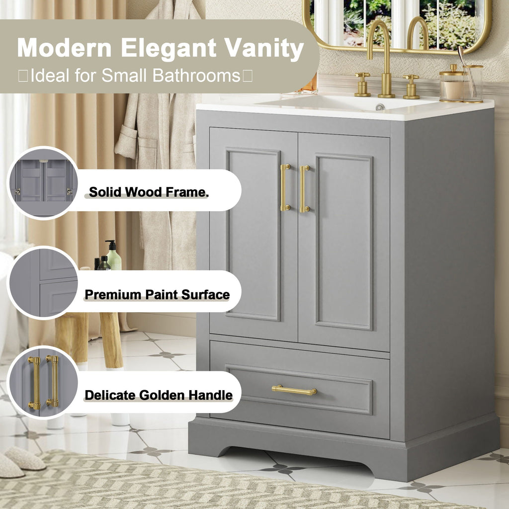 Bathroom Vanity with Sink and Soft Close Doors - White, Black, Green, or Gray
