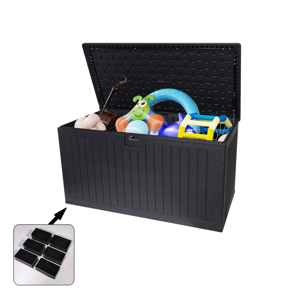 Outdoor Large Storage Box with Lockable Lid - Black