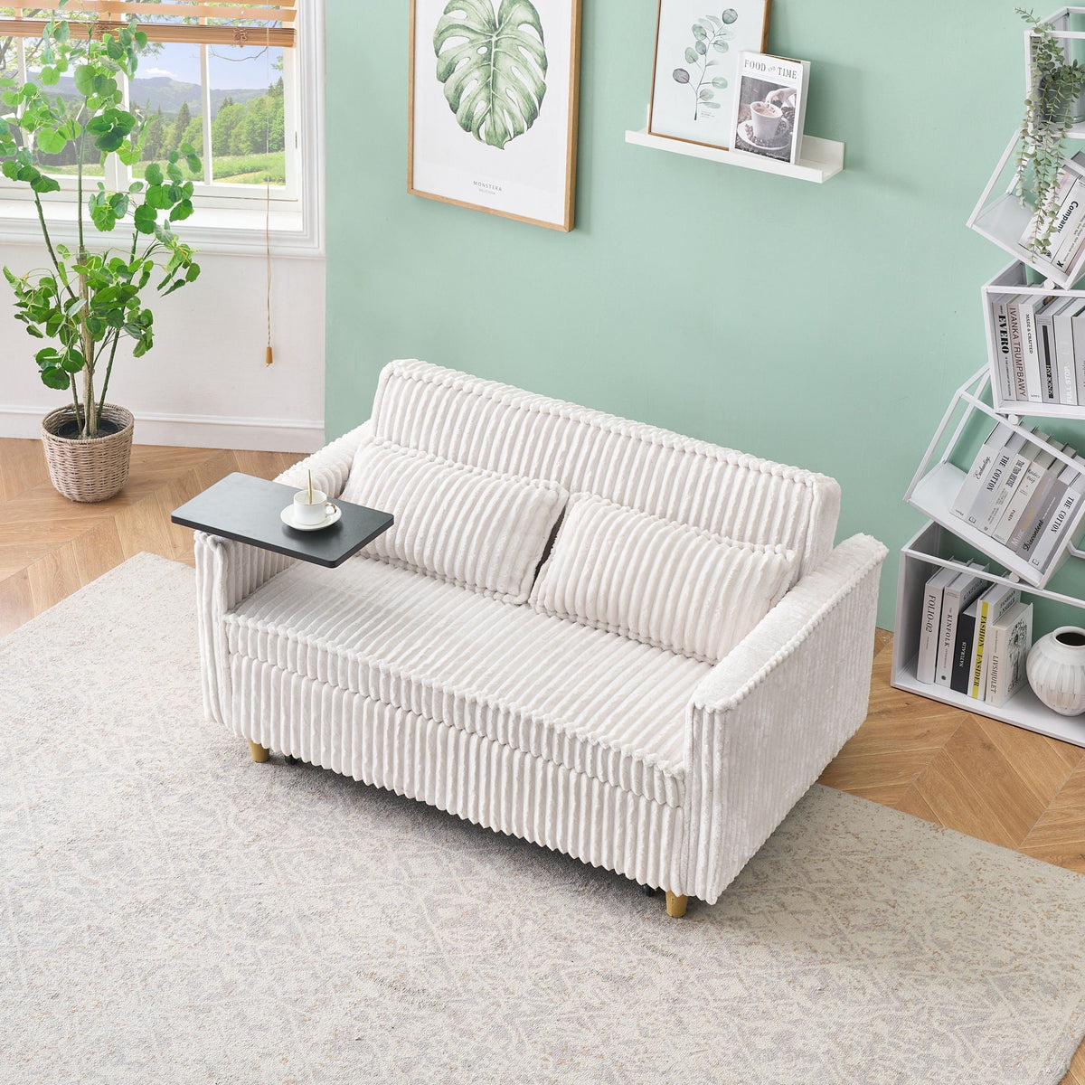 Pull Out Sofa With Movable Tabletop and USB Ports - Multiple Colors