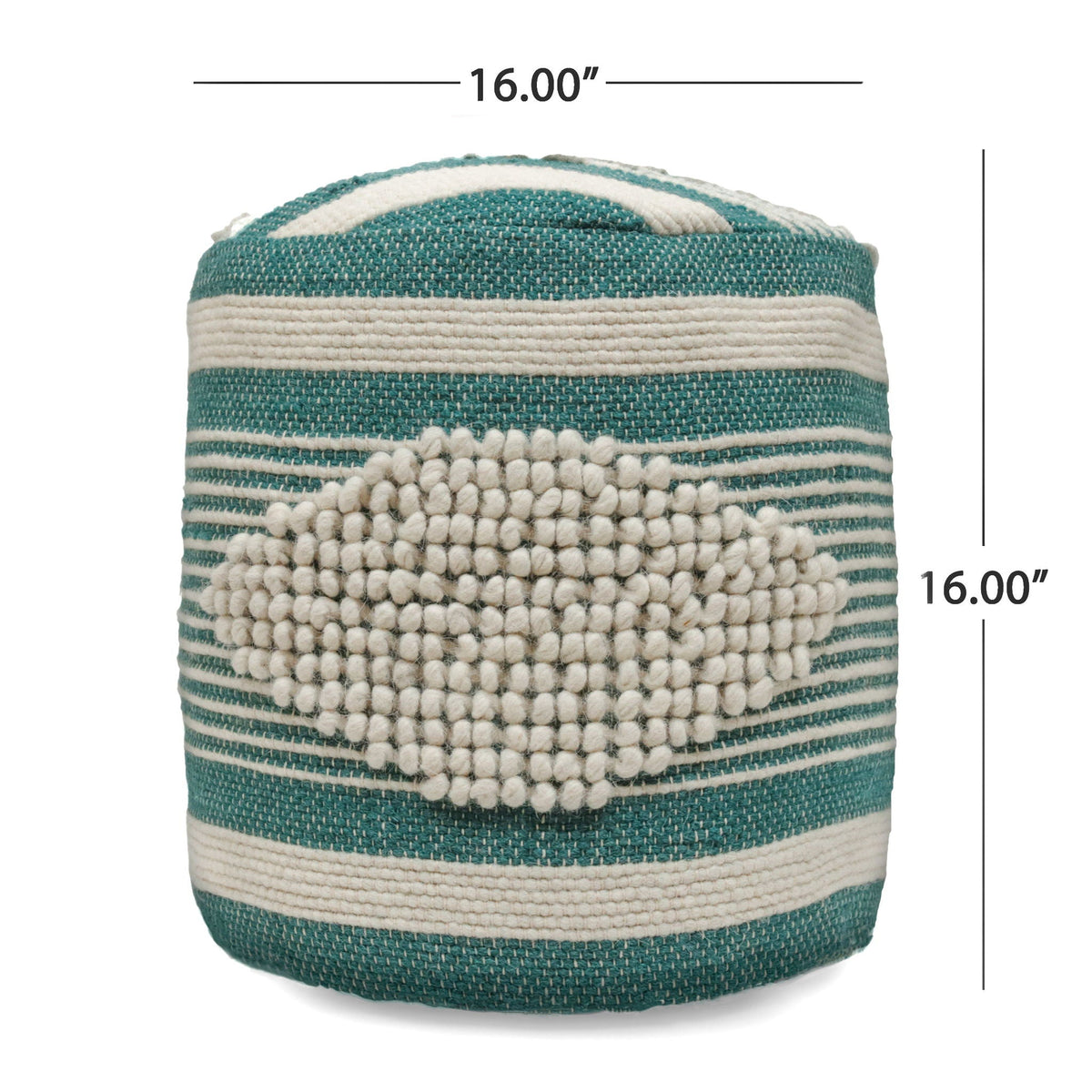 Handcrafted Cylindrical Pouf with Wool Upholstery - Dark Green, Black or Blue
