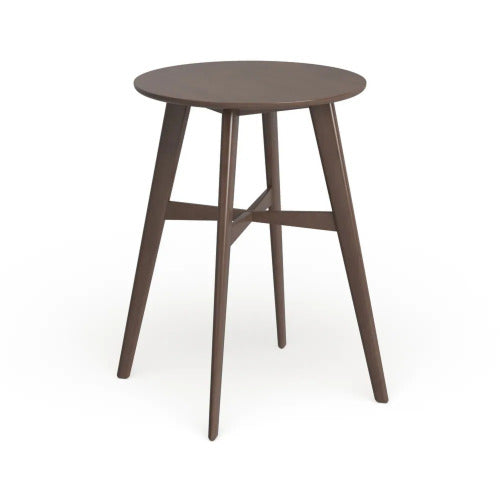 Mid-Century Modern Round Wooden Bar Table with Tapered Legs - Oak Finish