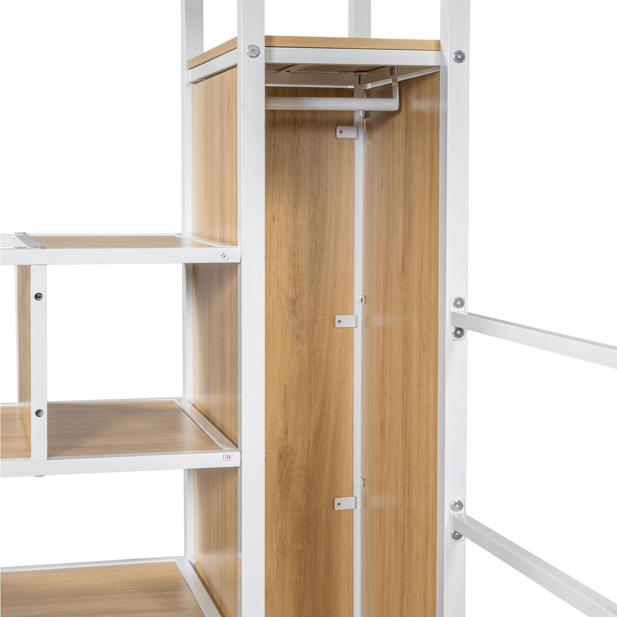 Loft Bed with Built-In Work Station, Wardrobe & Storage Staircase – White or Black