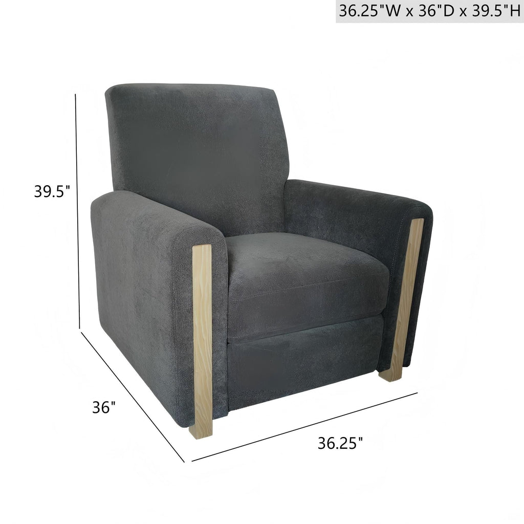 Gray Recliner Chair with Solid Wood Frame - No Assembly Required