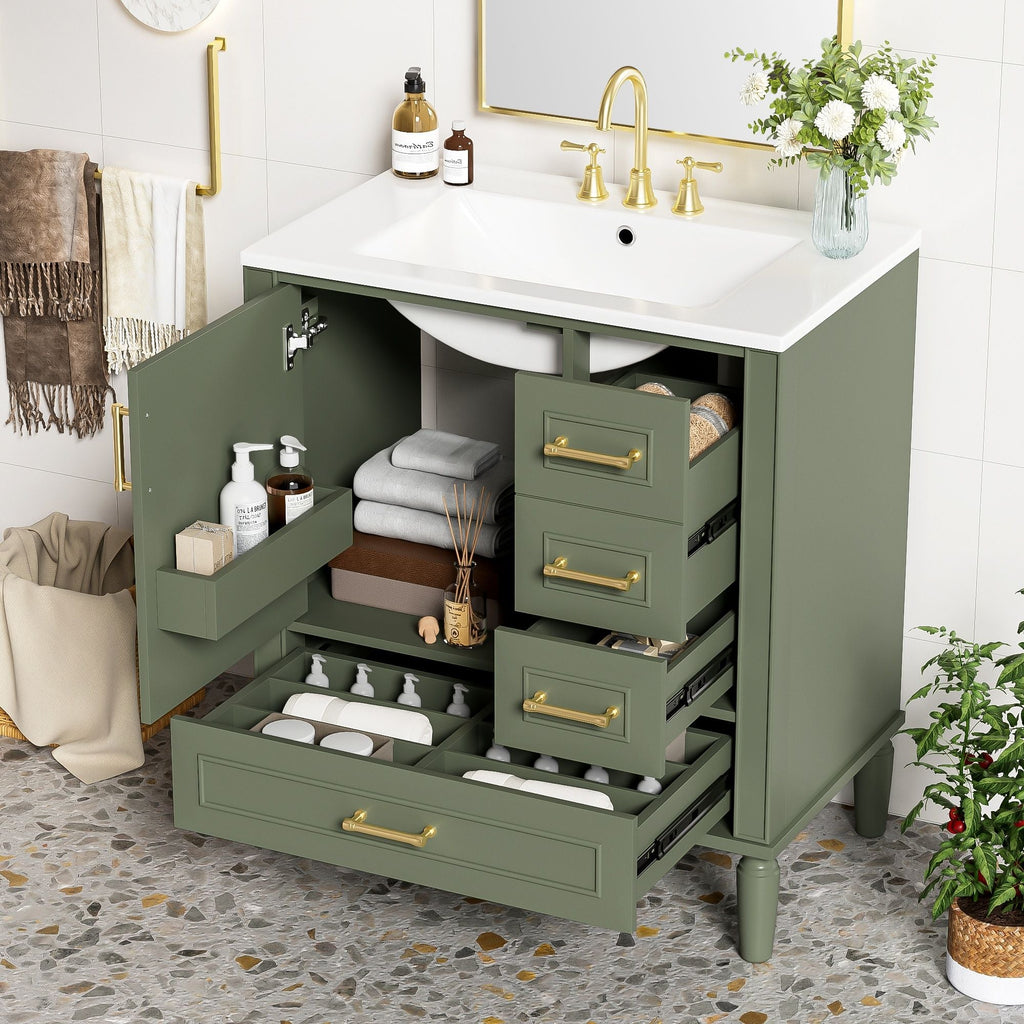 Traditional Bathroom Vanity Set with Soft Close Doors - Multiple Colors
