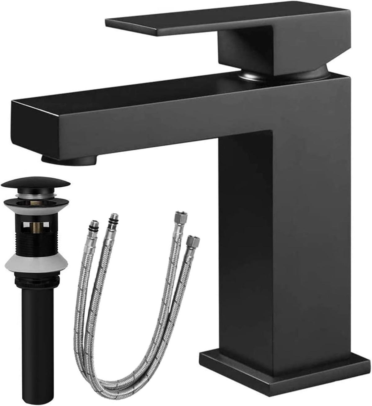 Single Handle Bathroom Faucet with Water-Saving Aerator - Matte Black