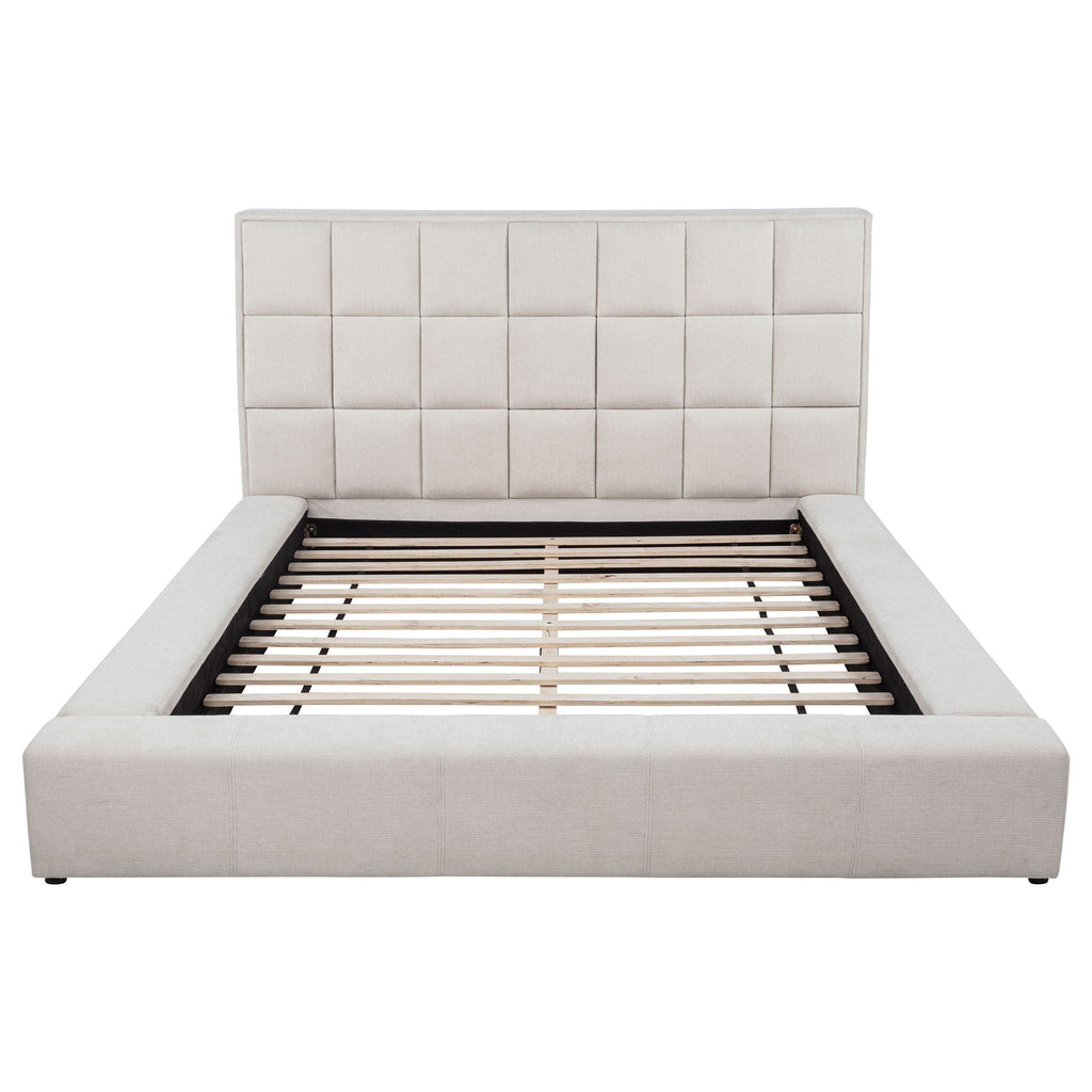 Dreux Upholstered Eastern King Panel Platform Bed Cream