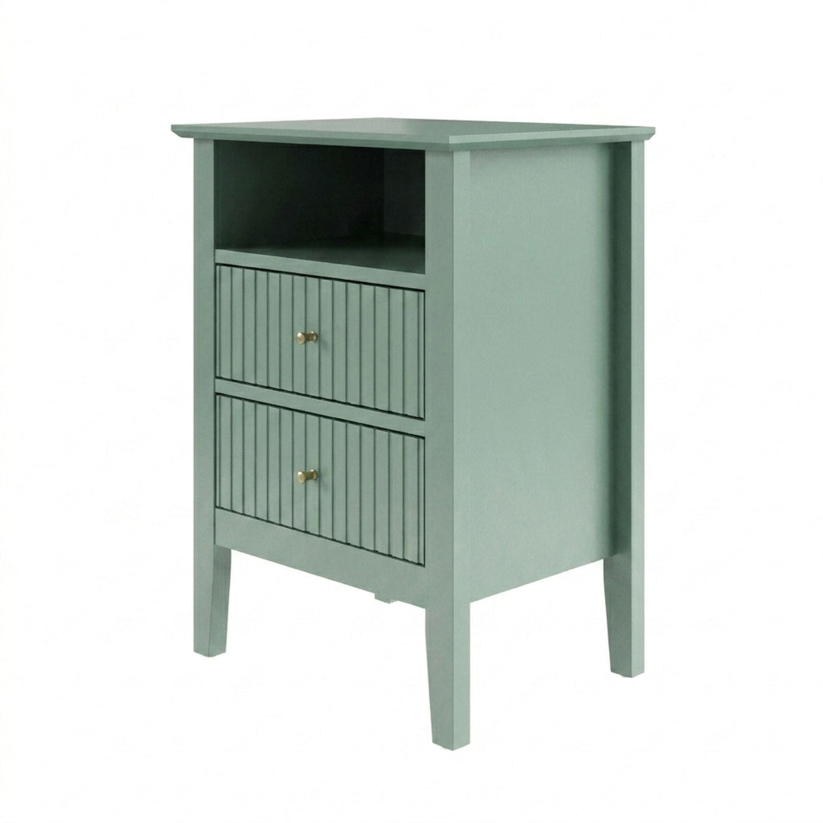 Fluted Nightstand with 2 Drawers and Soft-Close Slides - Multiple Colors