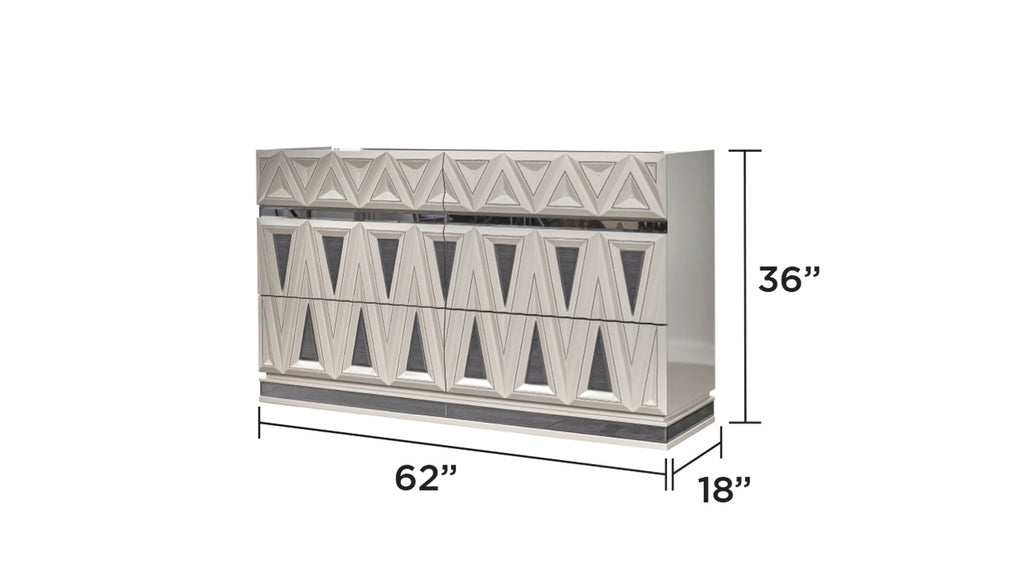 Modern 6-Drawer Dresser with Soft-Closing Drawers - High Gloss Lacquer