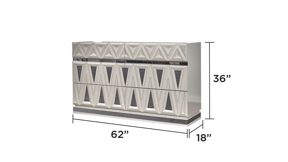 Modern 6-Drawer Dresser with Soft-Closing Drawers - High Gloss Lacquer