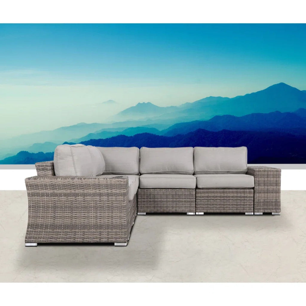 Rattan Sectional Sofa Set with Cushions - Gray, Dark Brown, or Beige