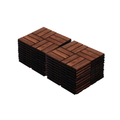 Acacia Wood Interlocking Deck Tiles with Checker Pattern - 20-Piece Set