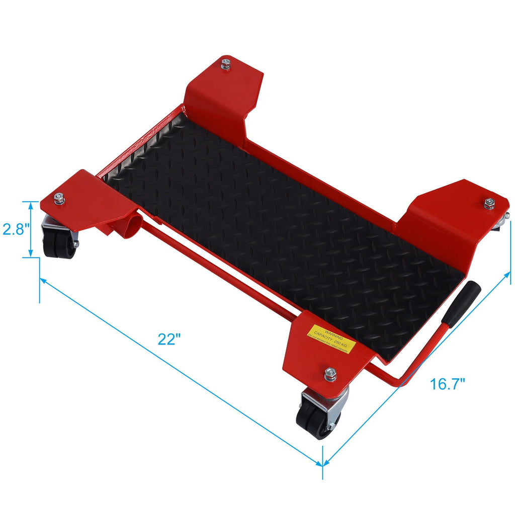 Metal Motorcycle Center Stand Move Dolly with 500 lb Capacity - Red