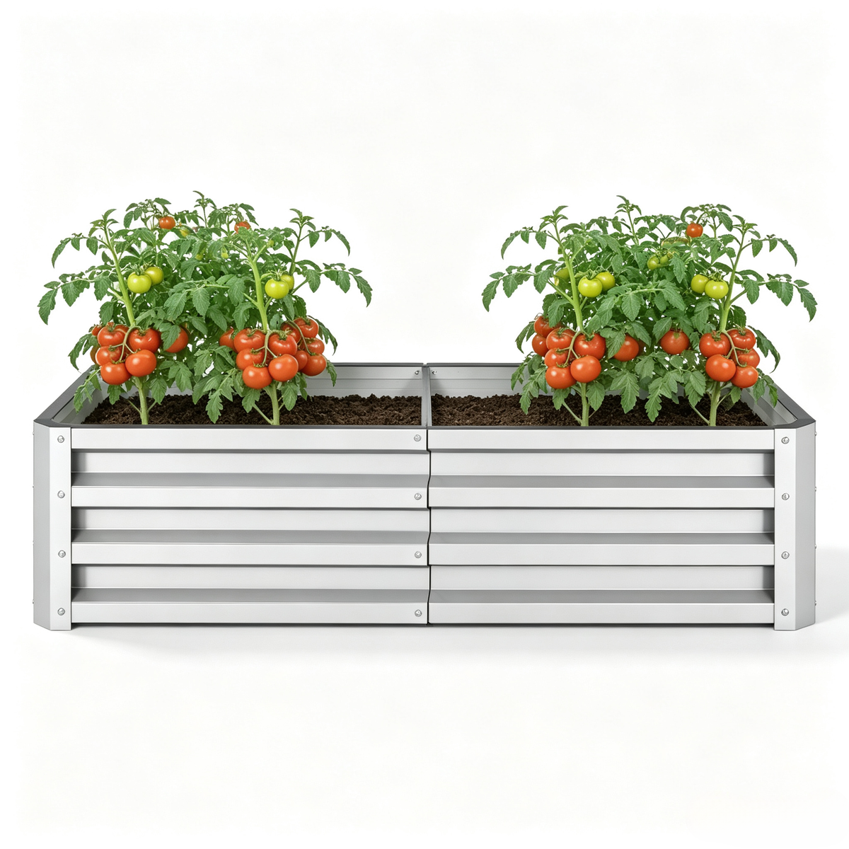Galvanized Raised Garden Bed with Open Bottom - Silver