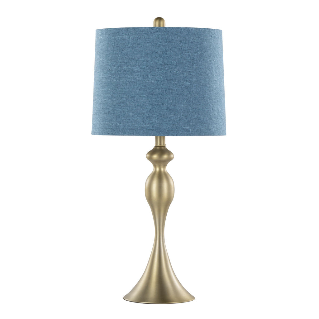 Contemporary Blue Table Lamp Set with Double-Layered Shade - Set of 2