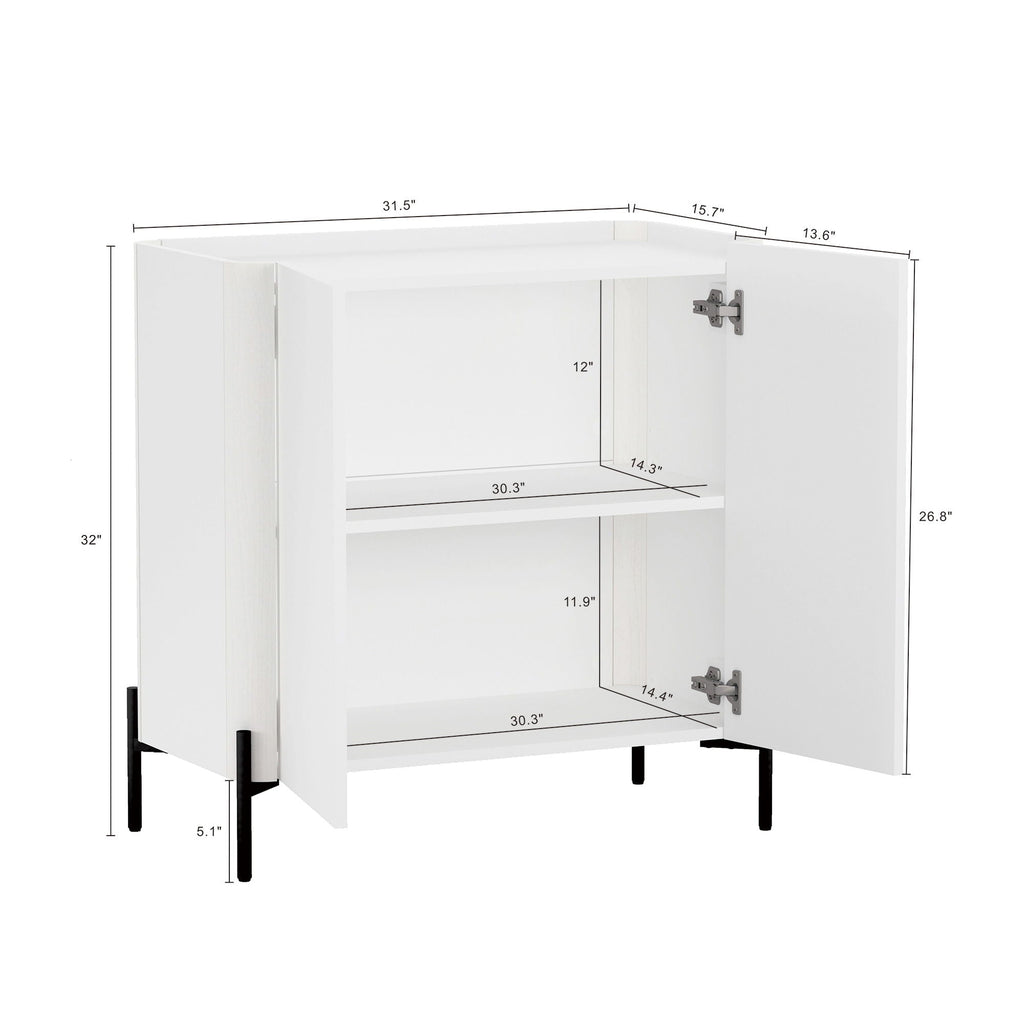 Abbey Accent Cabinet with Soft Close Doors and Rounded Edges - White or Light Brown