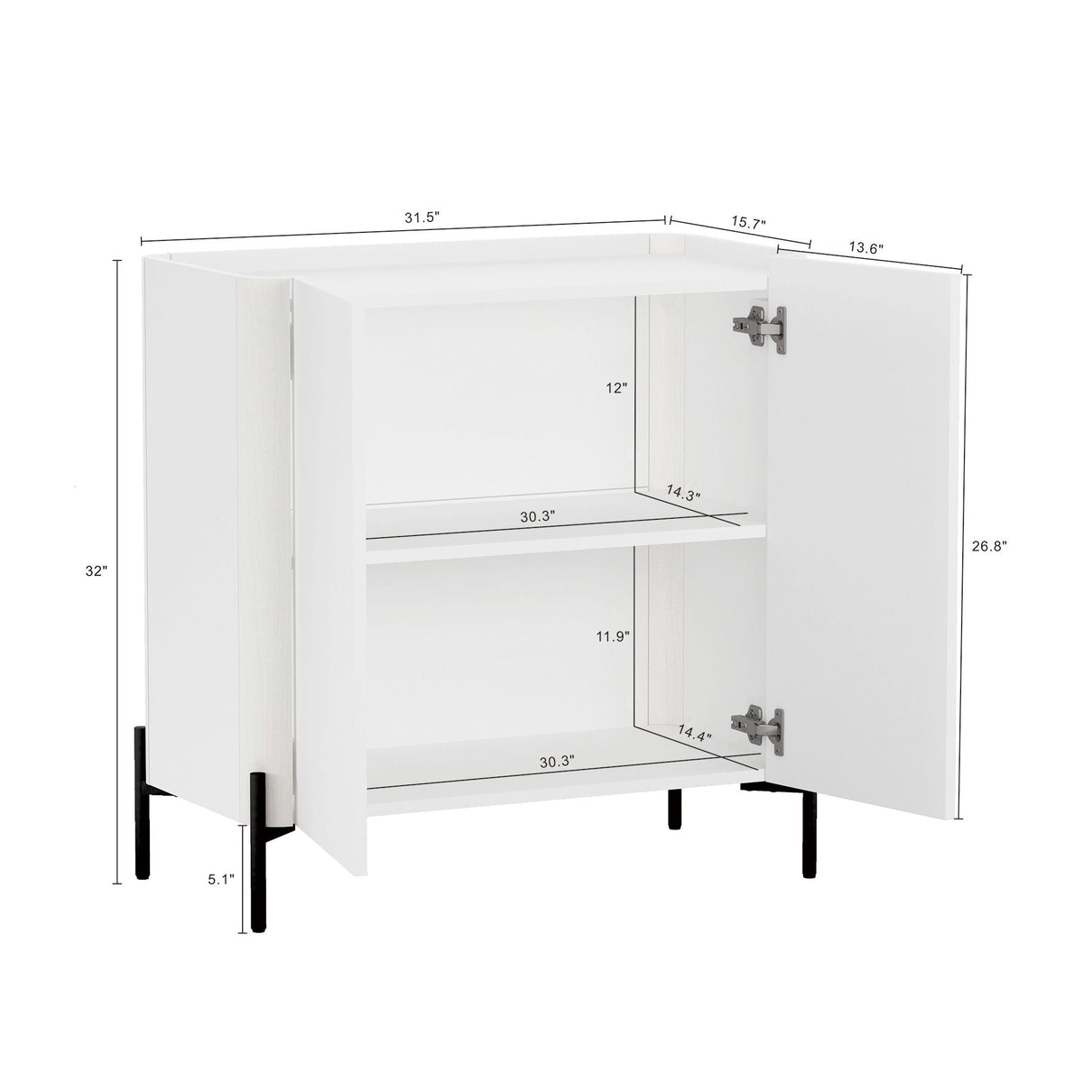 Abbey Accent Cabinet with Soft Close Doors and Rounded Edges - White or Light Brown