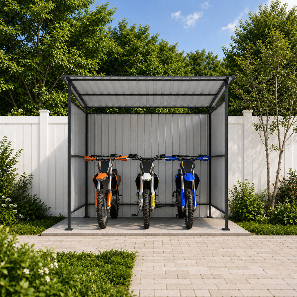 Metal Outdoor Pergola with Hardtop Roof - Weather-Resistant Dark Gray