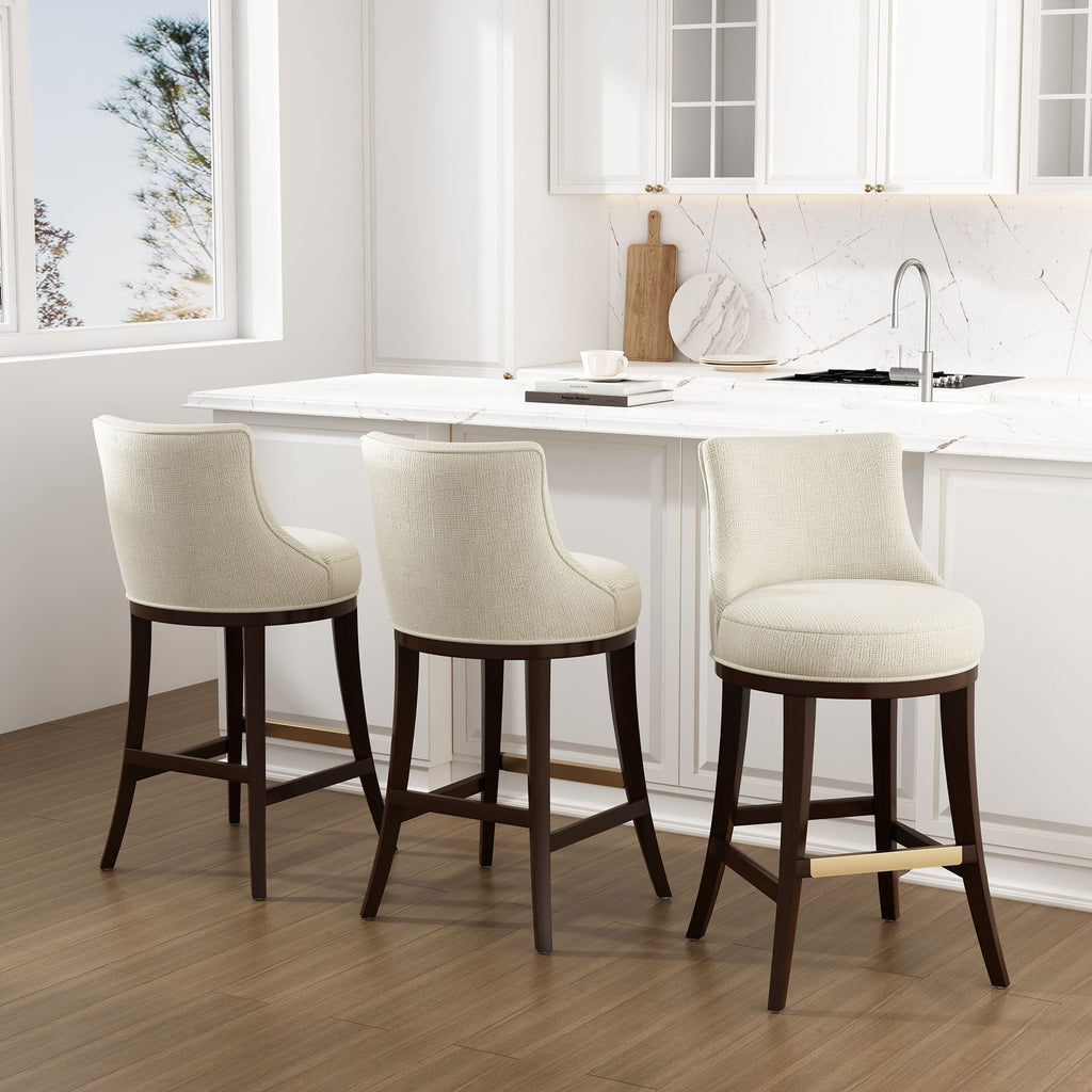 Bar Height Barstool with Backrest - Green, Light Brown, or Beige