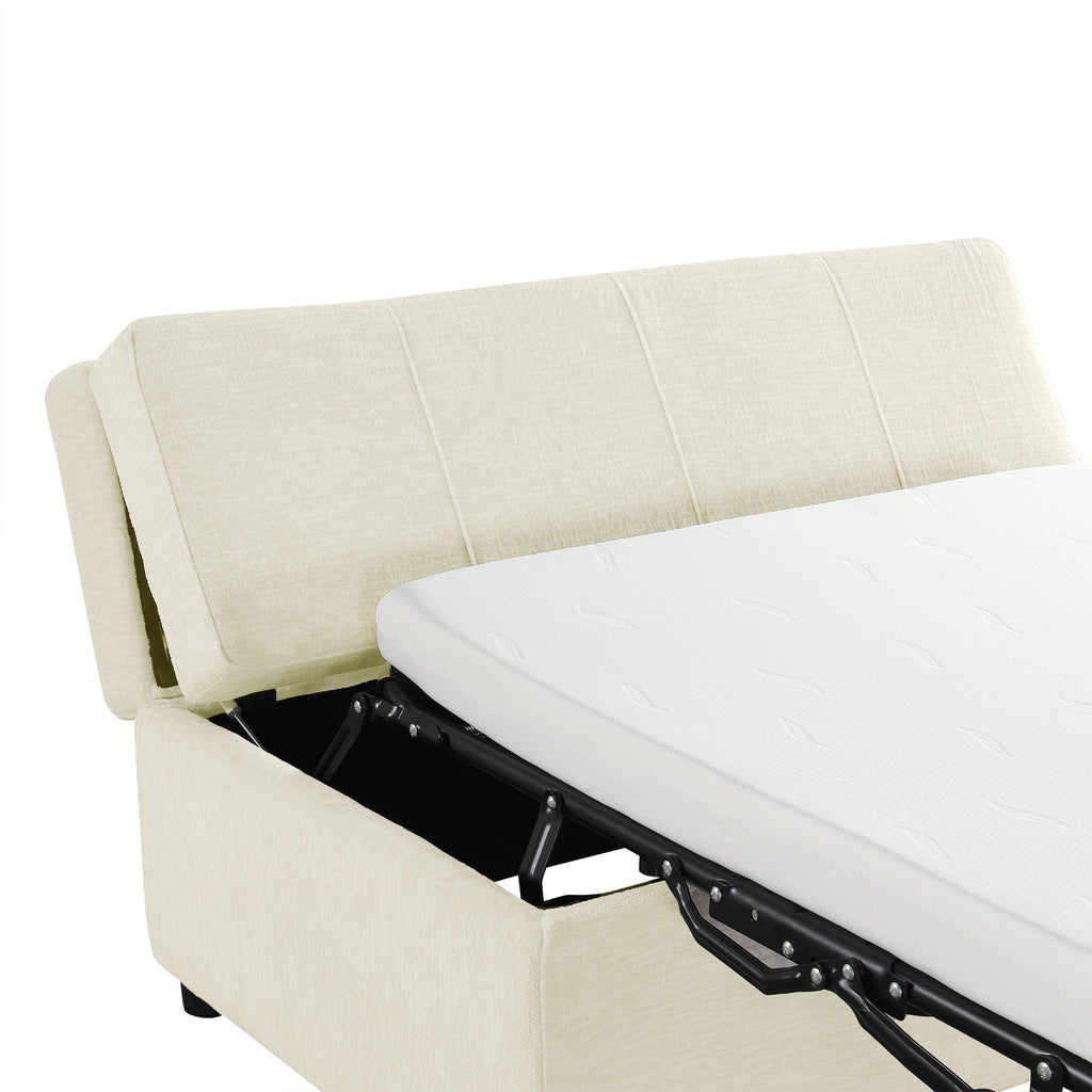 Twin Size Folding Ottoman Sleeper Bed with Mattress - Light Brown, Black, Dark Gray, White