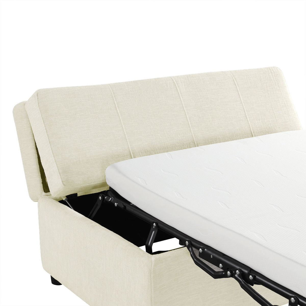 Twin Size Folding Ottoman Sleeper Bed with Mattress - Light Brown, Black, Dark Gray, White