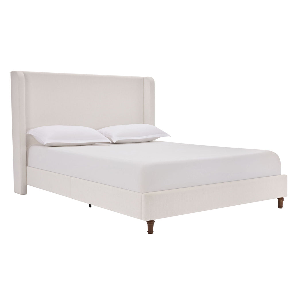 Tall Headboard Upholstered Bed with No Box Spring Needed - Cream