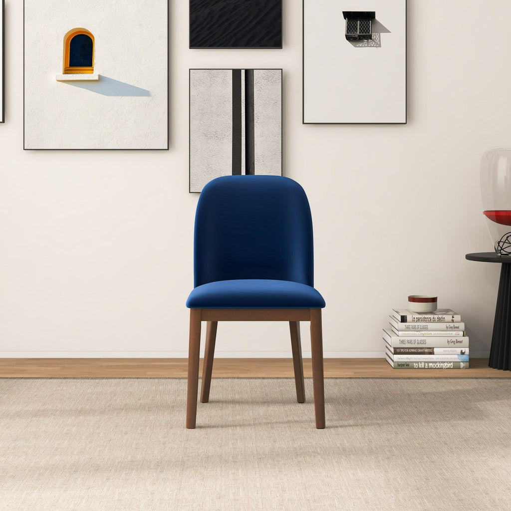 Comfort Dining Chair Set of 2 with Solid Wood Legs - Beige, Orange, Blue, Green