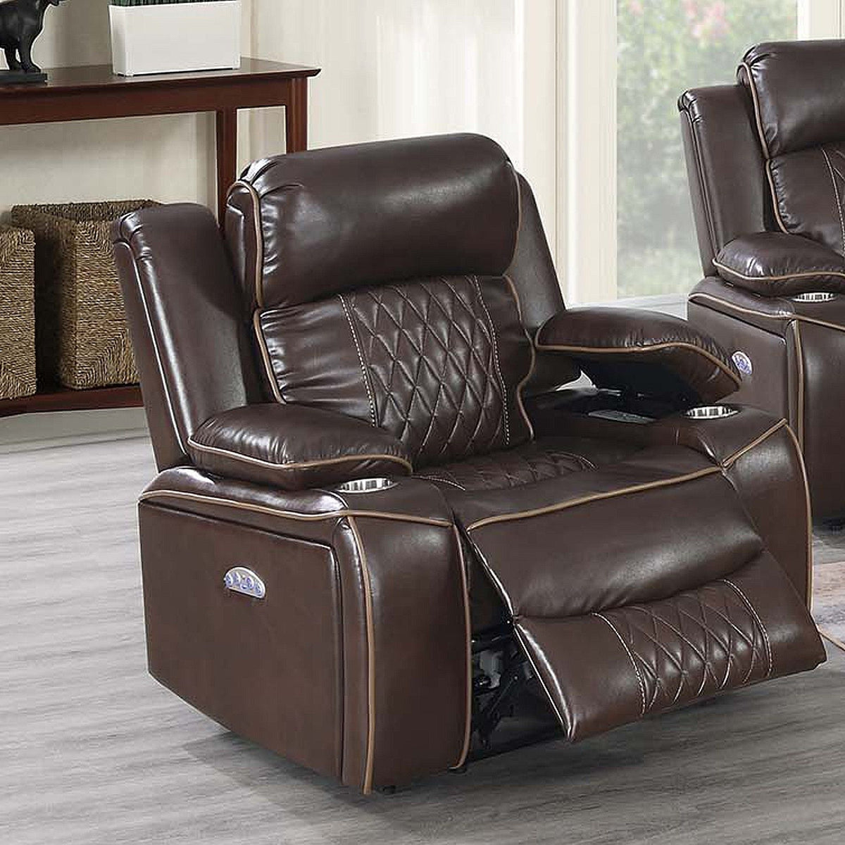 Power Motion Living Room Set with Adjustable Headrest & USB Port - Dark Brown or Dark Gray