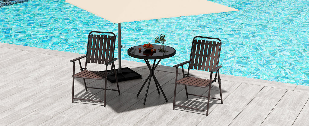 Brown 2-Piece Folding Chair with Rust-Resistant Frame - Brown
