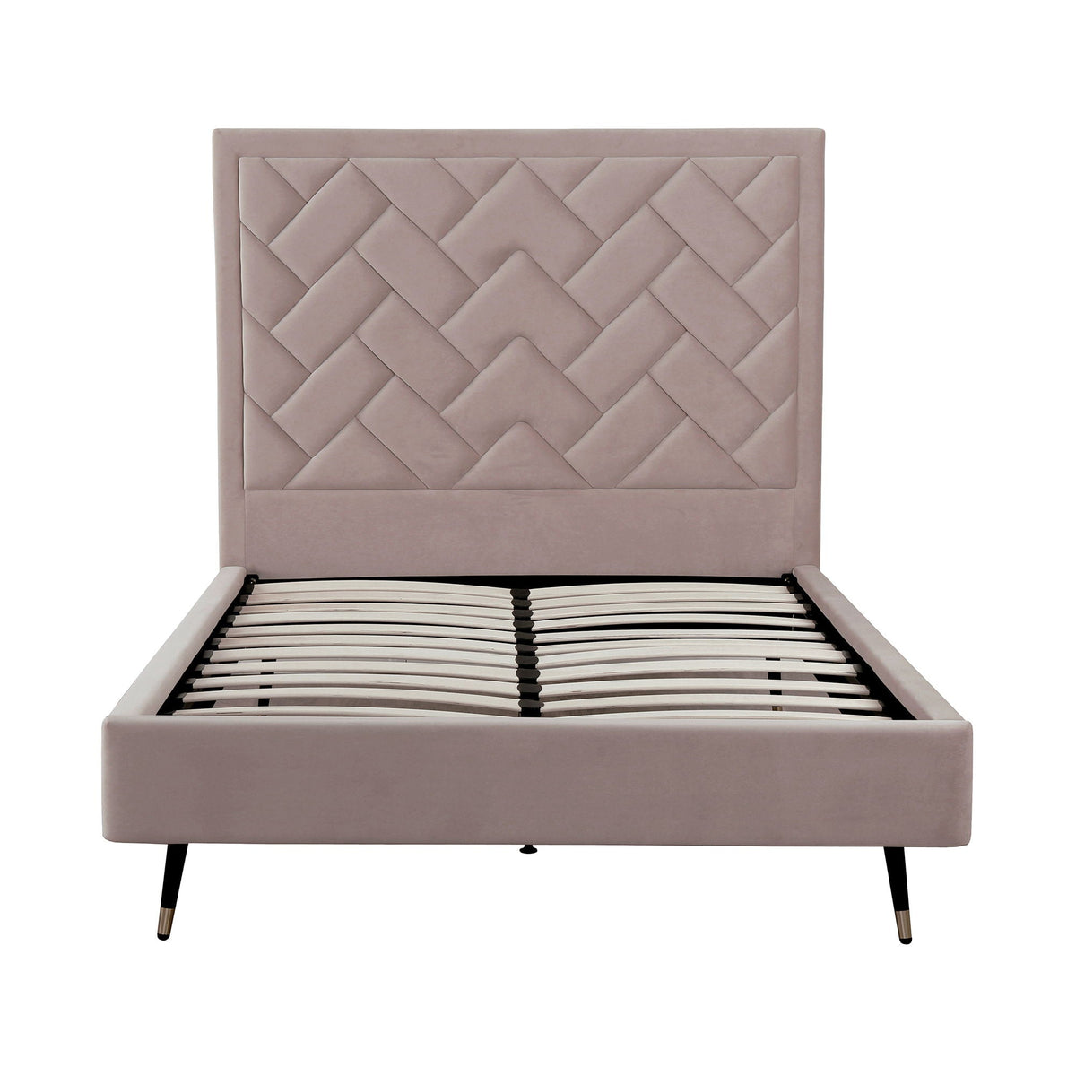 Upholstered Bed with Headboard and Slats - Multiple Colors