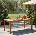 Acacia Wood Patio Dining Table with Slatted Top - 67" Rectangular
