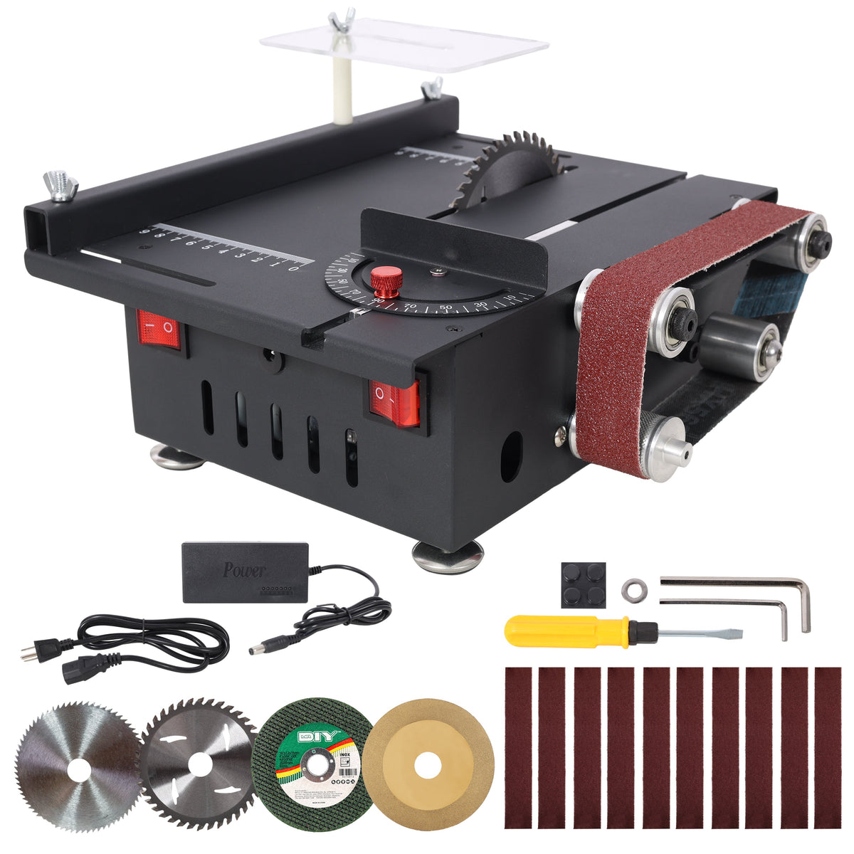 Mini Table Saw & Belt Sander with Adjustable Angles - Metal