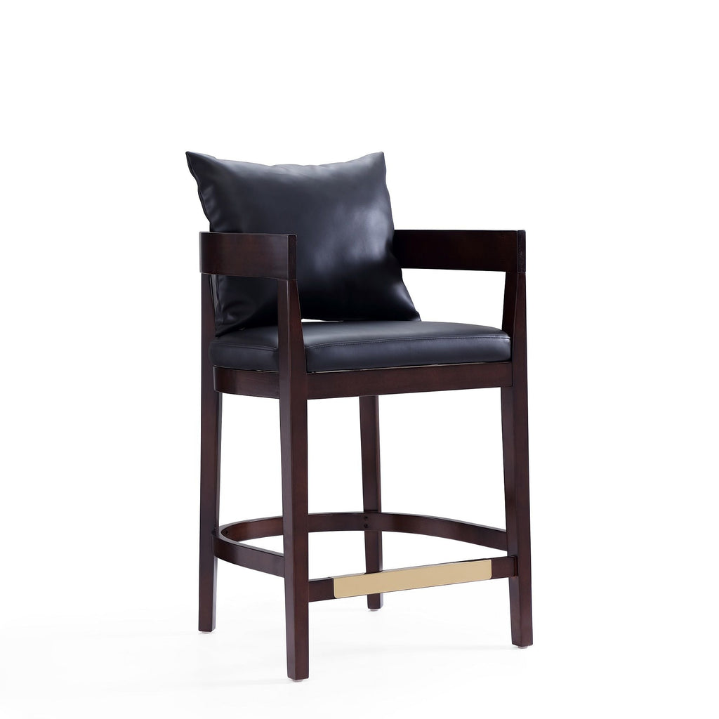 Mid-Century Modern Counter Stool with Upholstered Seat - Multiple Colors