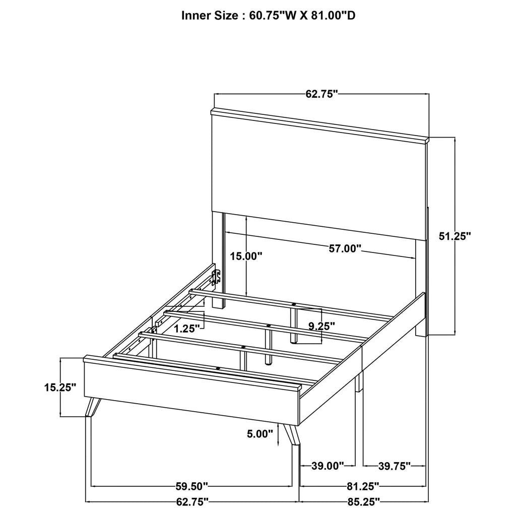 Natural Queen Panel Bed with 3D Paper Veneer - Fraser
