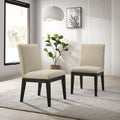 Contemporary Solid Wood Dining Chairs with Plush Upholstery - Beige (Set of 2)
