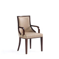 Tan Armchair with Solid Wood Frame and Plush Upholstery