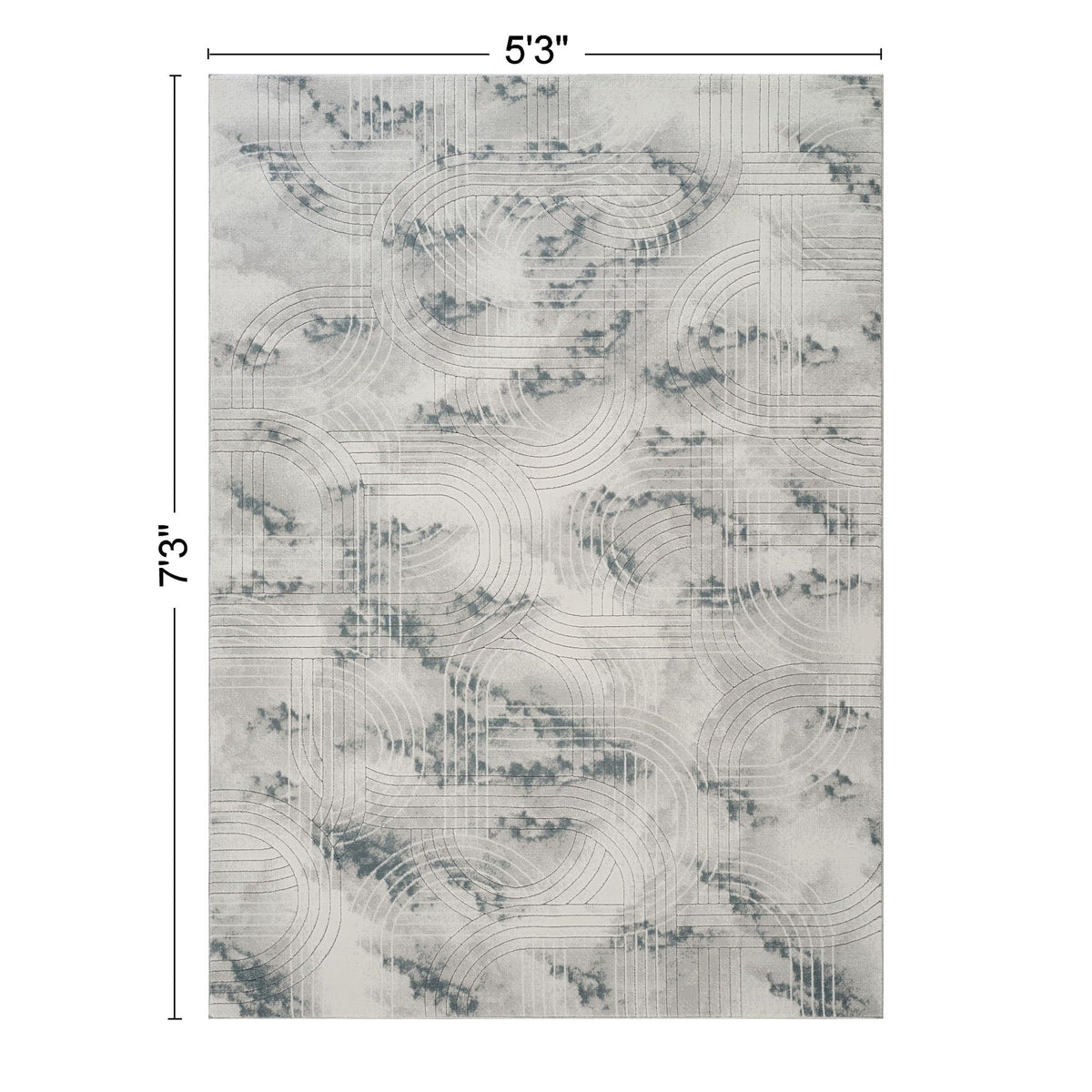 Geometric 3D Effect Area Rug with Ultra-Soft Polyester - Ivory / Gray