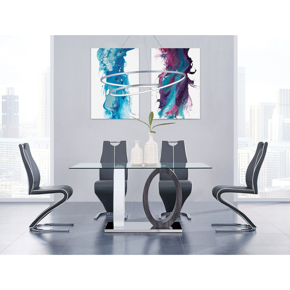 Royce Dining Table with Durable Metal Base - White