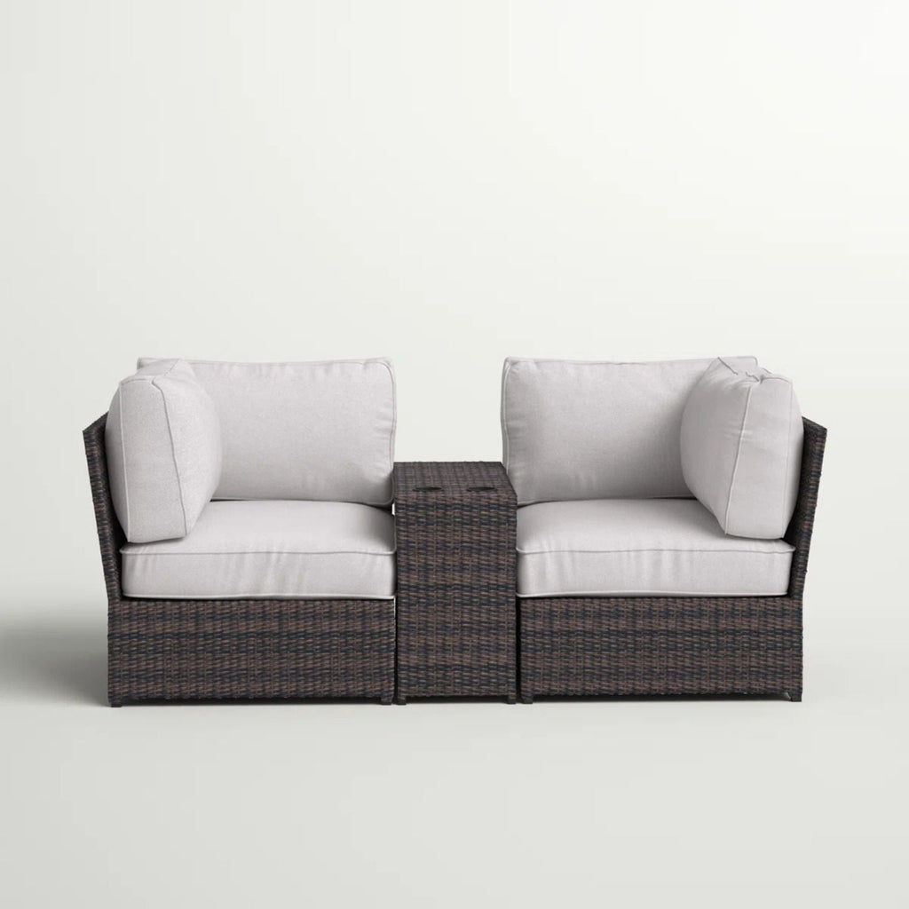 Outdoor Wicker Loveseat with Cushions - Gray or Dark Brown