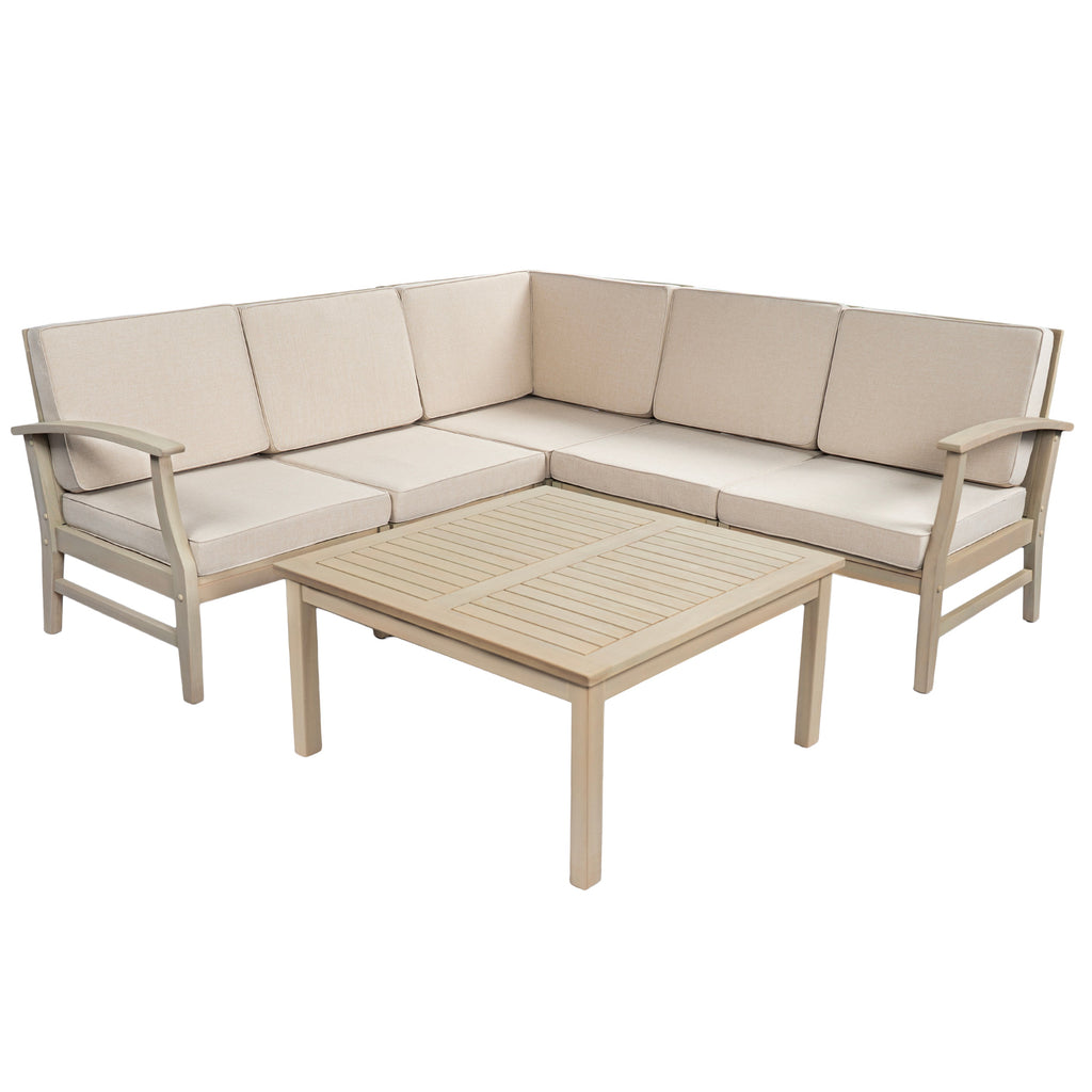 Perla 6-Pcs Sofa Set with Modular Weather-Resistant Design - Acacia Wood