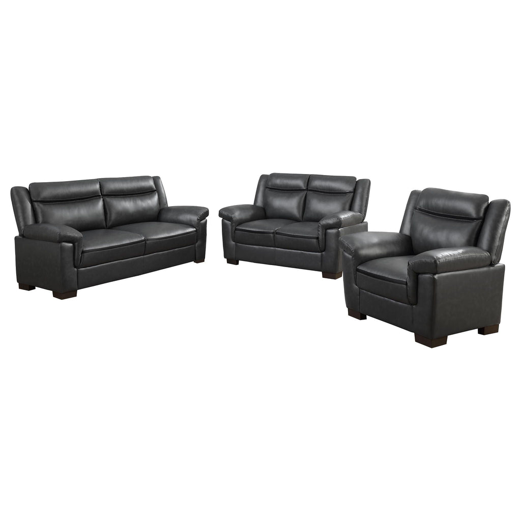 Arabella 3-piece Upholstered Padded Arm Sofa Set Grey