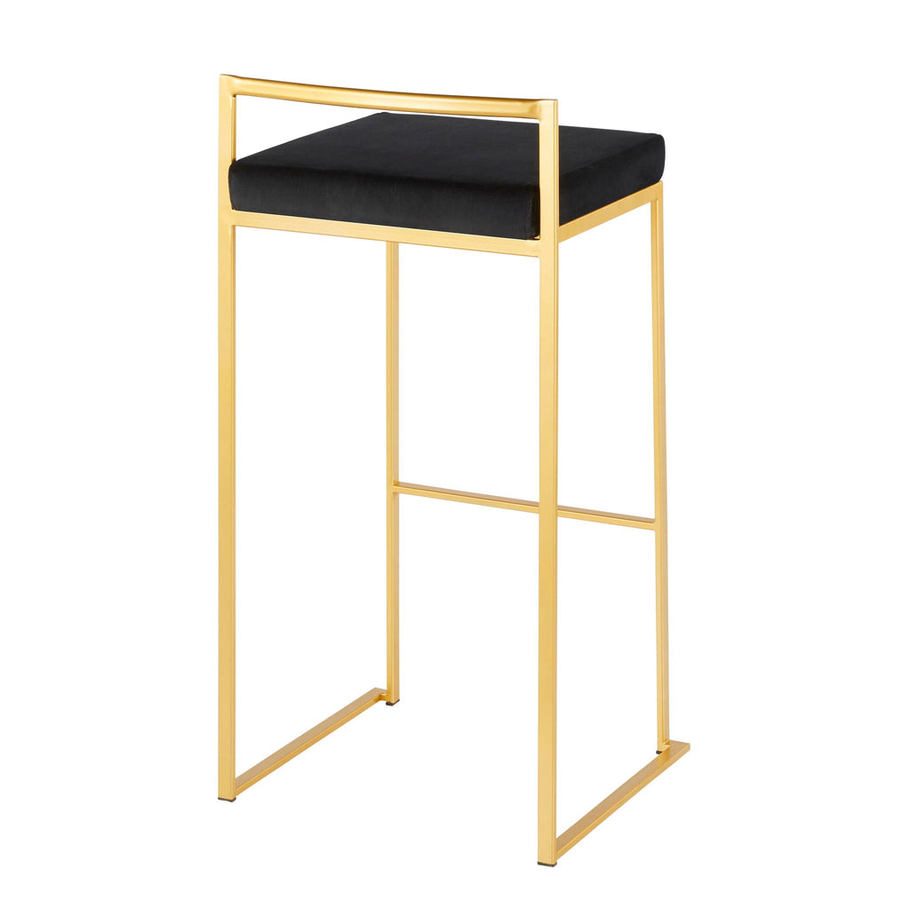 Contemporary Stackable Barstool Set with Upholstered Seat - Multiple Colors