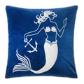 Indigo Mermaid Pillow Cover with Matching Back and Hidden Zipper