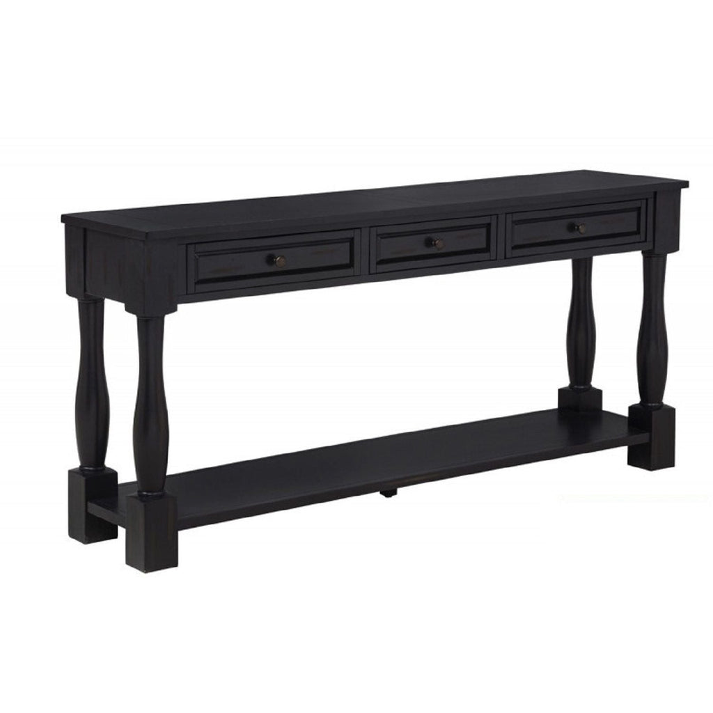 Long Console Table with Drawers and Shelf - Dark Brown or Blue